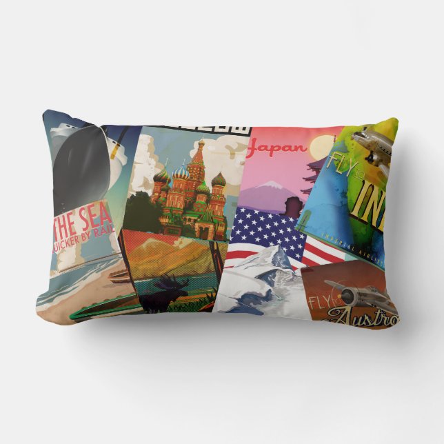 Coussin Rectangle Affiches Vintage voyage (Recto)