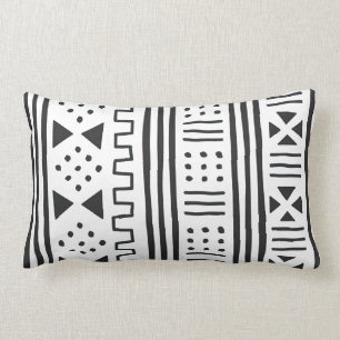 Coussin Rectangle Africain blanc MudCloth du noir   inspiré