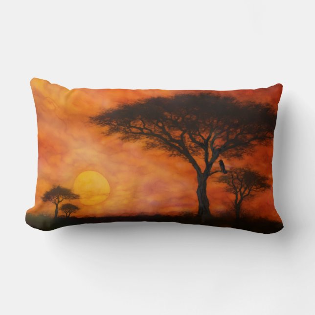 Coussin Rectangle African Serengheti Sunset - Alcohol ink art (Recto)