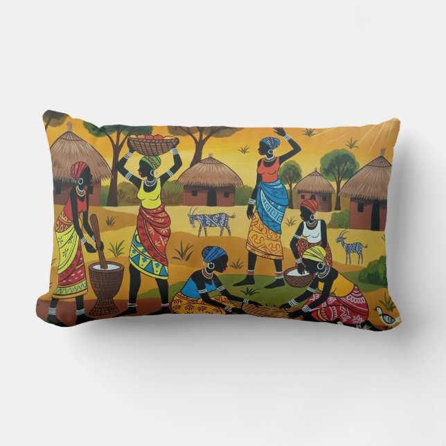 Coussin Rectangle African women at work Throw Cushion (Recto)