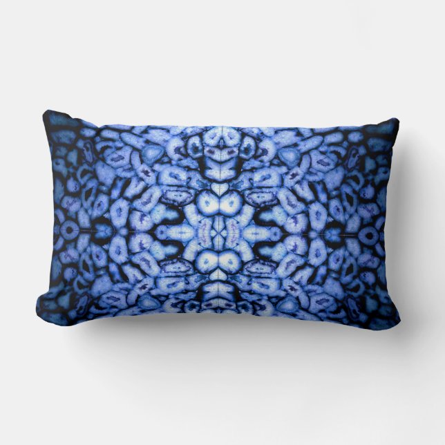 Coussin Rectangle Agate de quartz bleu, Geodes bleues, motif abstrai (Recto)
