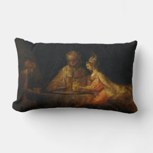 Coussin Rectangle Ahasuerus Haman Esther Rembrandt Biblique Baroque