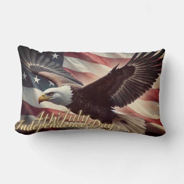 Coussin Rectangle Aigle du 4 juillet avec drapeau américain (Recto)