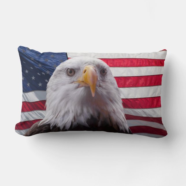 Coussin Rectangle Aigle et drapeau américains (Recto)