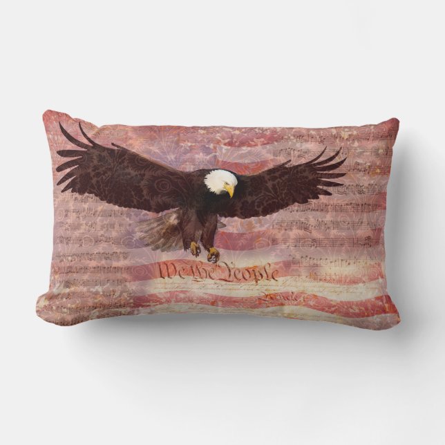Coussin Rectangle Aigle patriotique Nous le peuple Découpage (Recto)