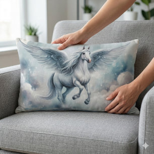 Coussin Rectangle Ailes de Pégase blanc Douce Rêverie de ciel bleu