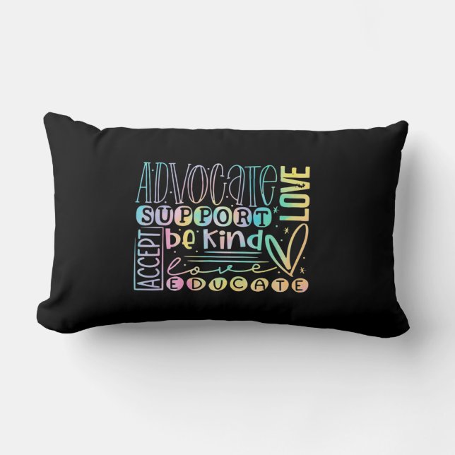Coussin Rectangle Aimer Aidez Support Acceptez Être Autisme Aime (Recto)