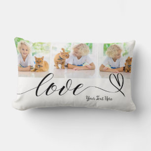 Coussin Rectangle Aimer mignon en Coeur noir Script Custom 3 Photo