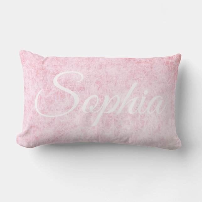 Coussin Rectangle Ajoutez votre nom Light Pink velvet texture imprim (Recto)