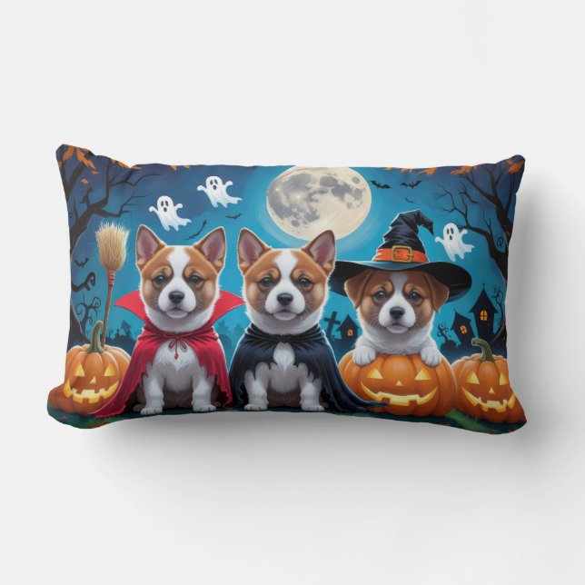 Coussin Rectangle Akita Chiens Citrouille Halloween Funny (Recto)