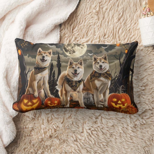 Coussin Rectangle Akita Halloween Éffrayant (Couverture)