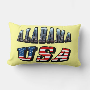 Coussin Rectangle Alabama Photo et USA Flag Font