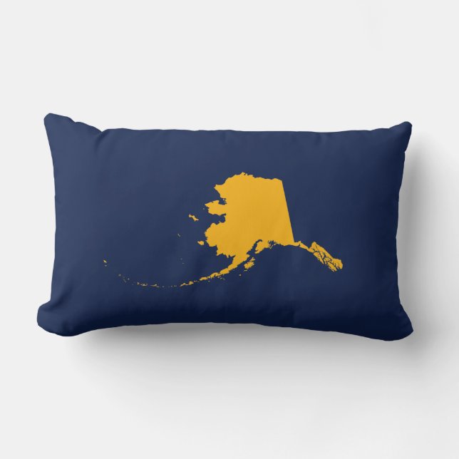 Coussin Rectangle Alaska en bleu et or (Recto)