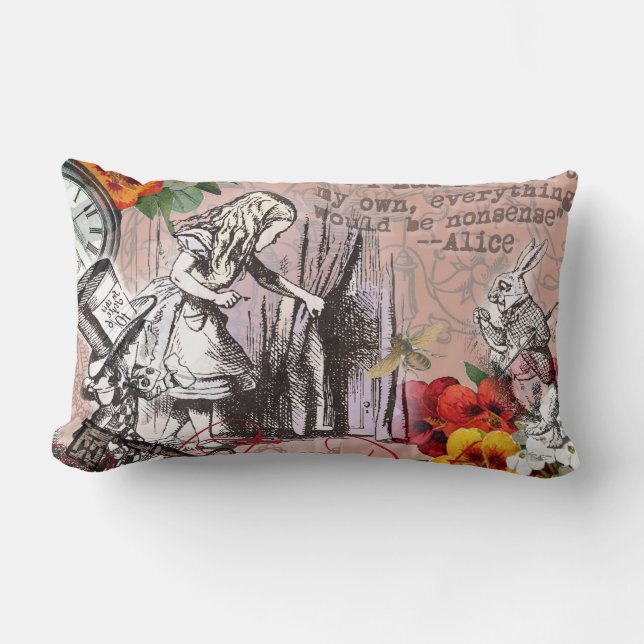 Coussin Rectangle Alice rideau absurdité merveilleux classique (Recto)