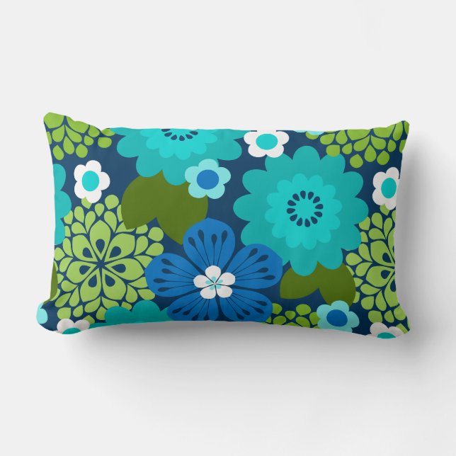 Coussin Rectangle Allana Garden Floral Graphique Hawaiien - Navy (Recto)