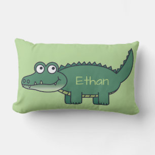 Coussin Rectangle Alligator de dessin animé vert personnalisé