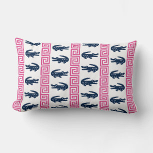Coussin Rectangle Alligator Pré Préclé Grec à Rayures – Rose & Nuit