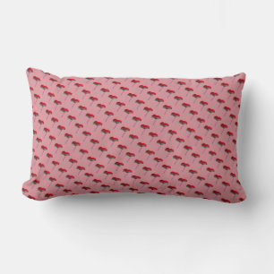 Coussin Rectangle Allover petite fleur de pavot imprimé rose rouge