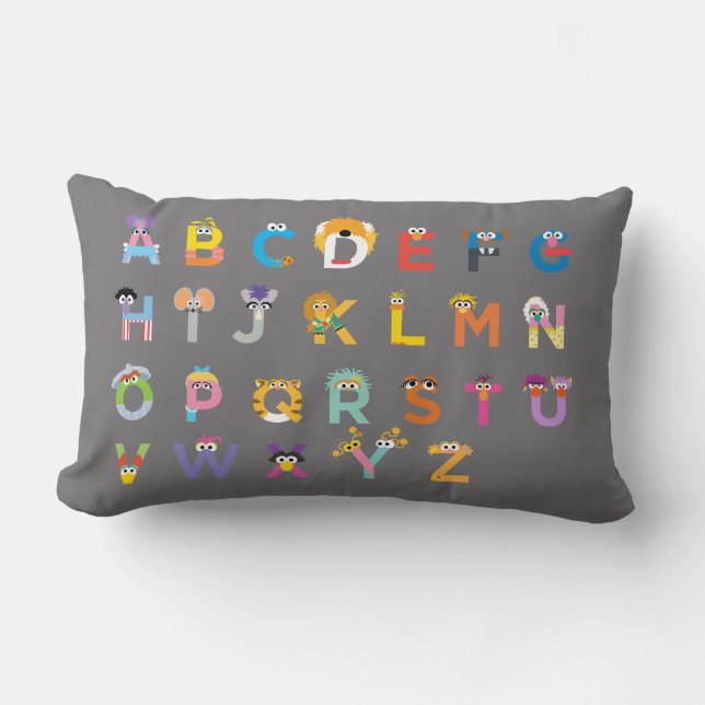 Coussin Rectangle Alphabet personnalisable de Rue Sésame (Recto)
