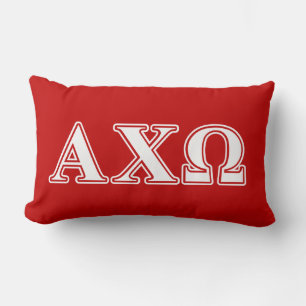 Coussin Rectangle Alphi Chi Omega Lettres Blanches et Rouges