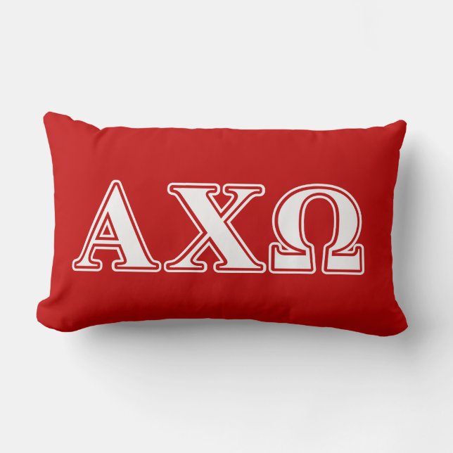 Coussin Rectangle Alphi Chi Omega Lettres Blanches et Rouges (Recto)
