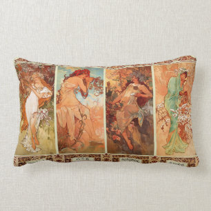 Coussin Rectangle Alphonse Mucha art Nouveau de quatre saisons
