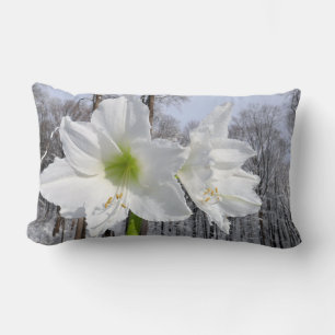 Coussin Rectangle Amaryllis blanche et neige II
