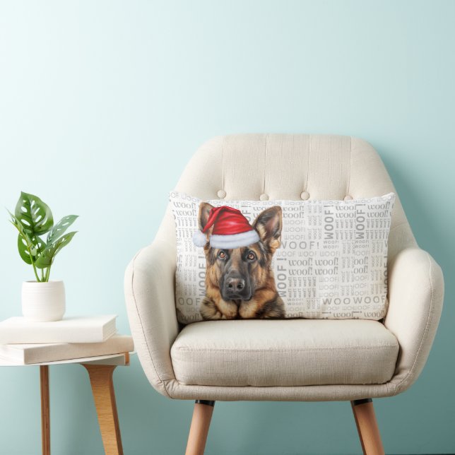 Coussin Rectangle Amateur de chiens Noël Berger allemand dans un cha (Chaise)