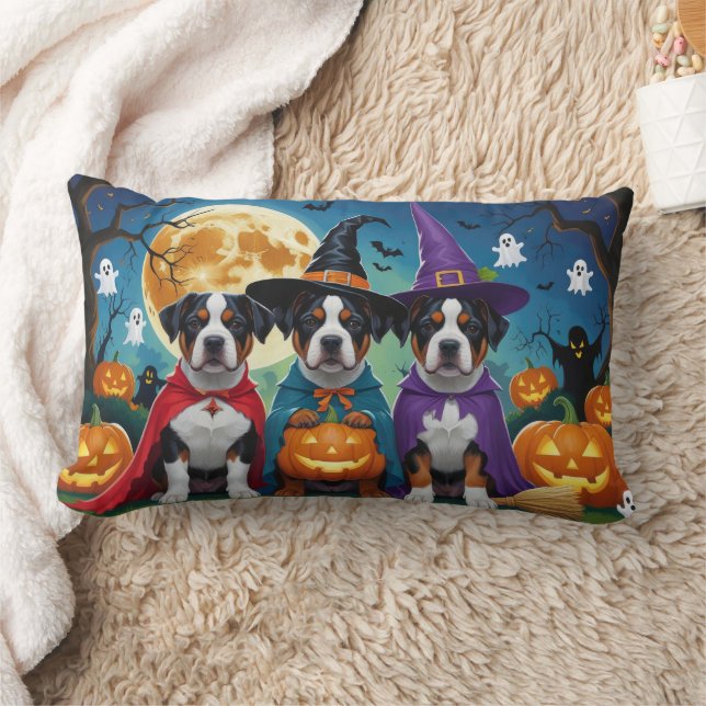 Coussin Rectangle American Staffordshire Chien Citrouille Halloween  (Couverture)