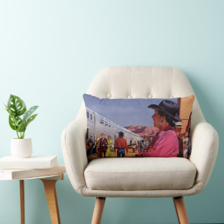 Coussin Rectangle Amérindien vintage dans une gare