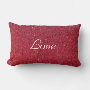 Coussin Rectangle Amour calligraphie sur rouge scintillant
