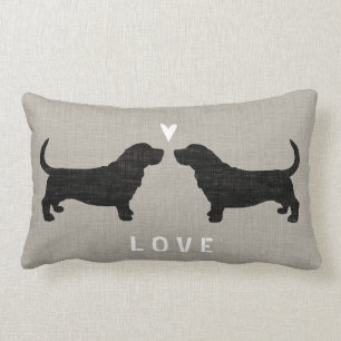 Coussin Rectangle Amour de silhouettes de Basset Hound