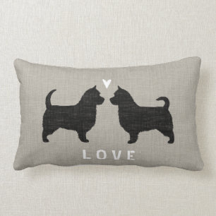 Coussin Rectangle Amour de silhouettes de Terrier australien