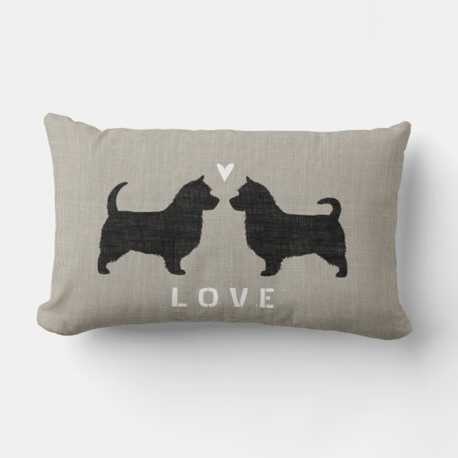 Coussin Rectangle Amour de silhouettes de Terrier australien (Recto)