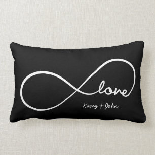 Coussin Rectangle Amour d'infini - noir et blanc