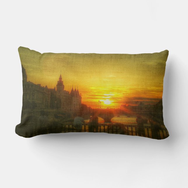 Coussin Rectangle Amour du coucher de soleil Pont Paris France Couss (Recto)