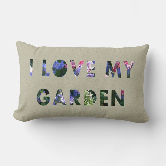 Coussin Rectangle Amour du jardinier I mon texte floral de jardin (Recto)