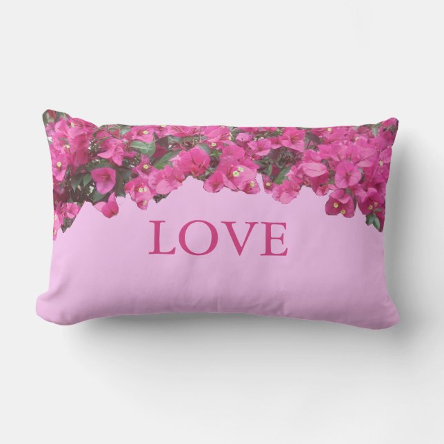Coussin Rectangle Amour élégant Fleurs tropicales sur fond rose (Recto)