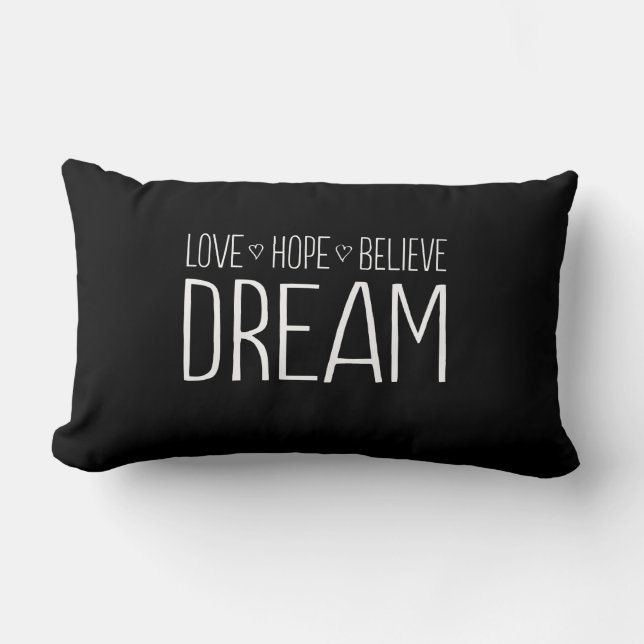 Coussin Rectangle Amour. Espoir. Croyez. Rêve (Recto)