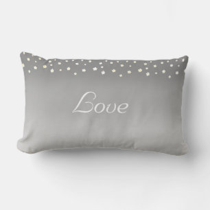 Coussin Rectangle Amour et fleurs sur un dégradé gris argent