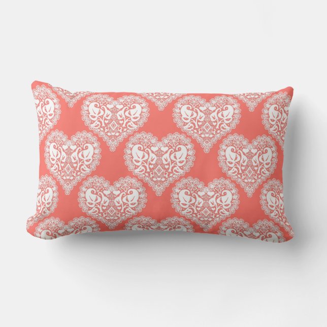 Coussin Rectangle Amour sans couture Valentines Jour blanc dentelle  (Recto)