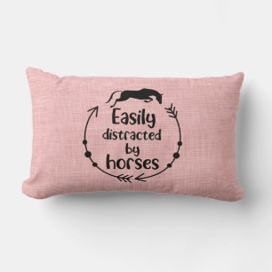Coussin Rectangle Amoureux des Chevaux Rose Toile de Jute Occidental