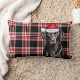 Coussin Rectangle Amoureux des chiens Christmas Black Labrador Retri