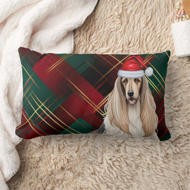 Coussin Rectangle Amoureux des chiens Noël Afghan Hound Holiday Plai (Couverture)