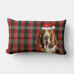 Coussin Rectangle Amoureux des chiens Noël Basset Hound Holiday Plai