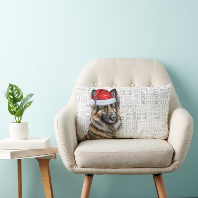 Coussin Rectangle Amoureux des chiens Noël Belge Tervuren (Chaise)