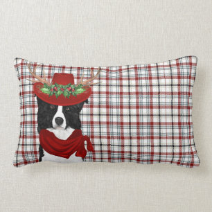 Coussin Rectangle Amoureux des chiens Noël Bordure Collie Western Pl