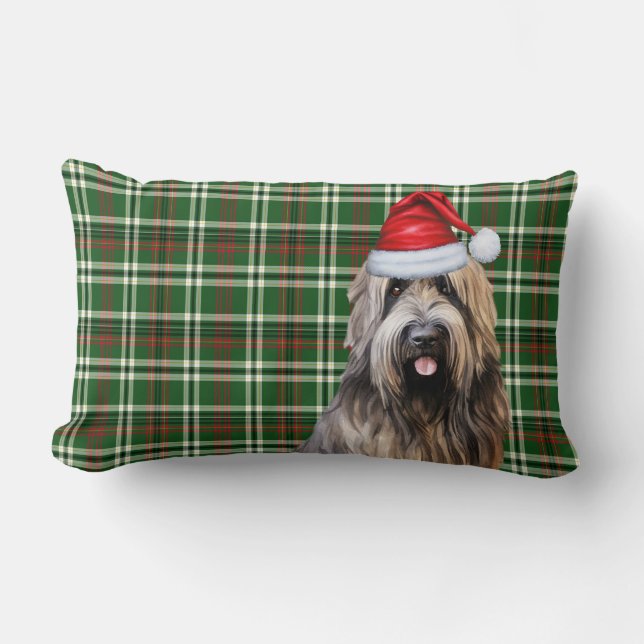 Coussin Rectangle Amoureux des chiens Noël Briard Berger vacances Pl (Recto)