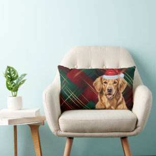 Coussin Rectangle Amoureux des chiens Noël Golden Retriever Holiday 