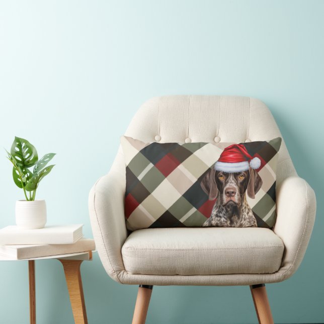 Coussin Rectangle Amoureux des chiens Noël GSP Pointeur Vacances Pla (Chaise)